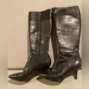 Via Spiga Black Leather Heeled Boots